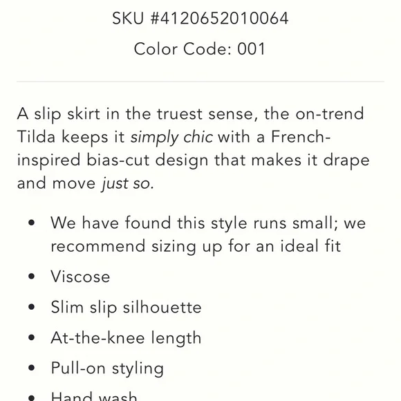 Anthropologie Tilda knee length slip skirt / Black Women's Skirt - Picture 4 of 9